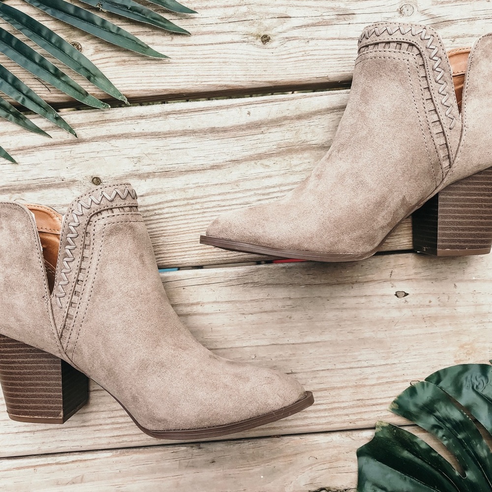 Taupe Suede Booties
